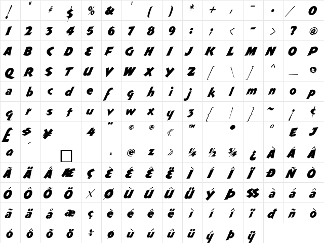 LHF Cincinnati Poster SMOOTH Regular  glyph index