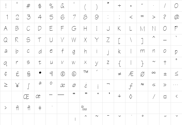ParagonSSK Regular  glyph index