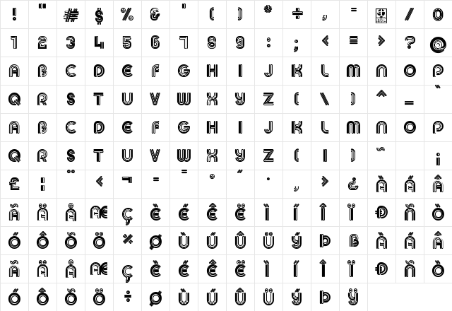 MACCOS Demo Bold  glyph index