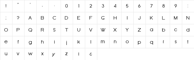 Old Republic Regular  glyph index