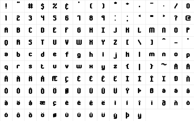 Chumbly BRK Normal  glyph index