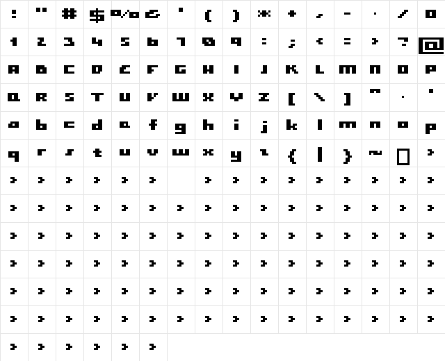 00Basix Bold  glyph index
