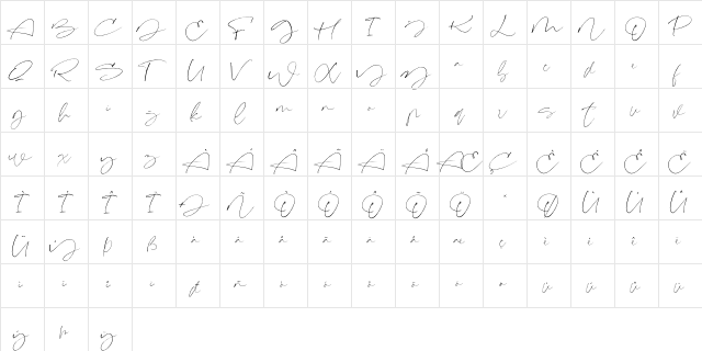Signeritta Regular  glyph index