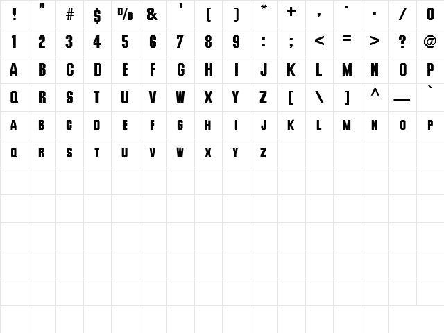 ALLEY Regular  glyph index