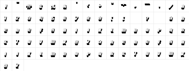 Motorcade Regular  glyph index
