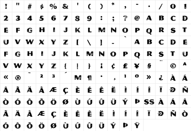 Magnesium Grime  glyph index