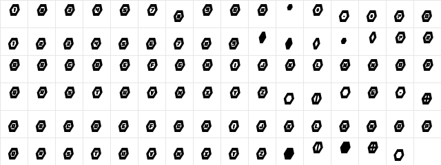 HeXkEy Condensed Italic Regular  glyph index
