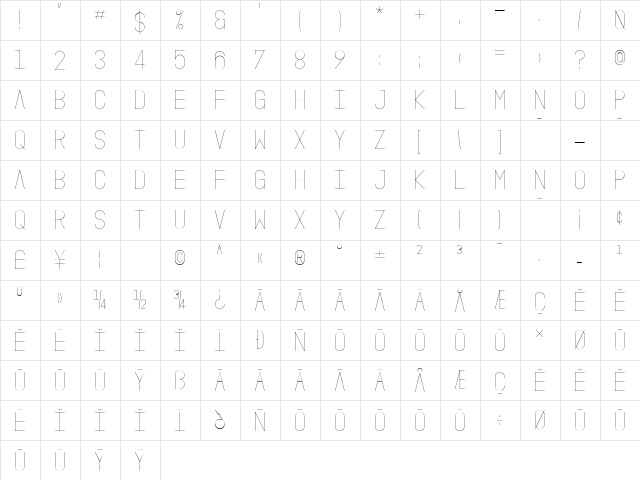 Oslo II Regular  glyph index