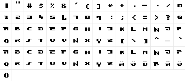 New Regular  glyph index