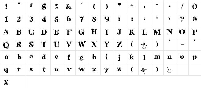 Snowcap Regular  glyph index