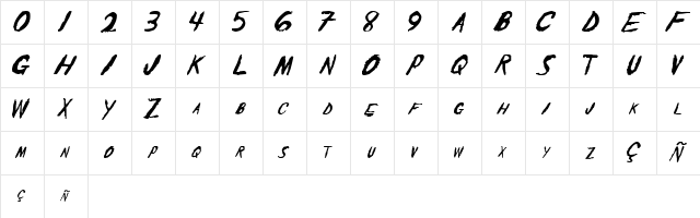 The Shaker CAPS  glyph index