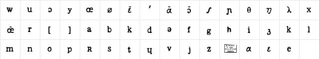 phon鴩que Regular  glyph index