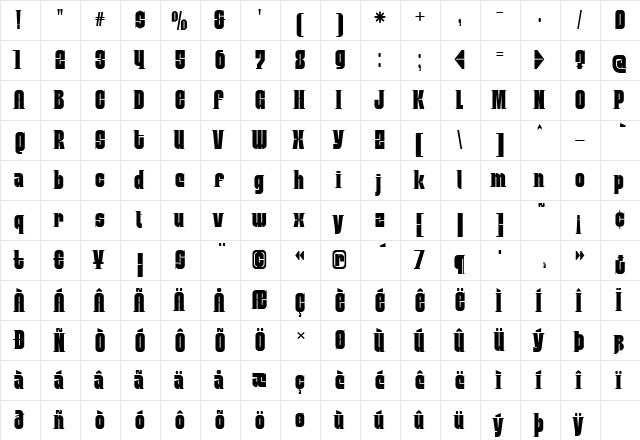 MobleySerif Regular  glyph index