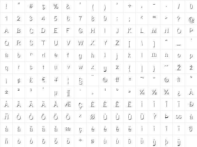 Primary Elector Platinum Regular  glyph index