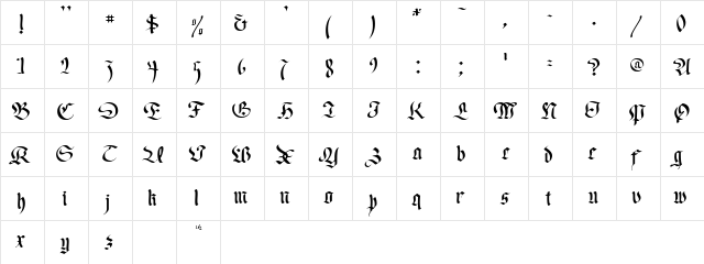 Faustus Normal  glyph index