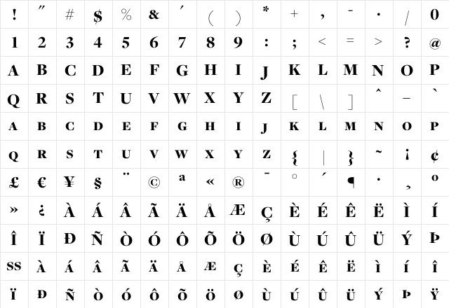 Freight Disp Black SC  glyph index