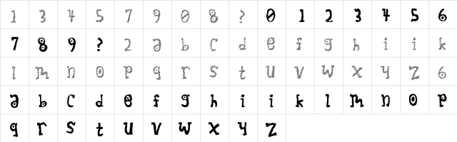 Muncheekin Regular  glyph index