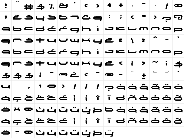 Mechoba Normal  glyph index