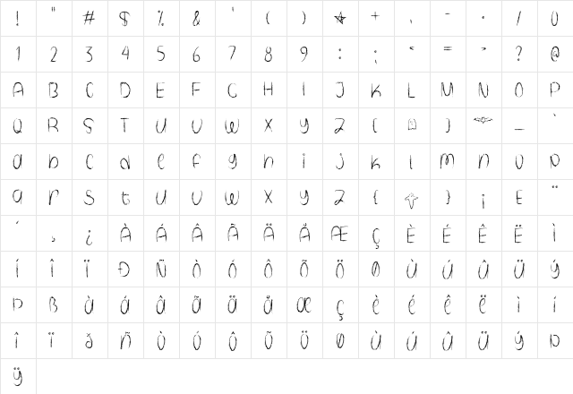 Spooky Halloween Regular  glyph index