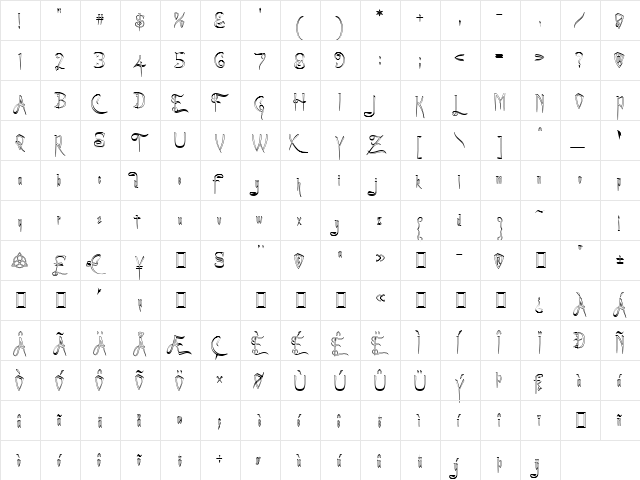 A Charming Font Outline Regular  glyph index