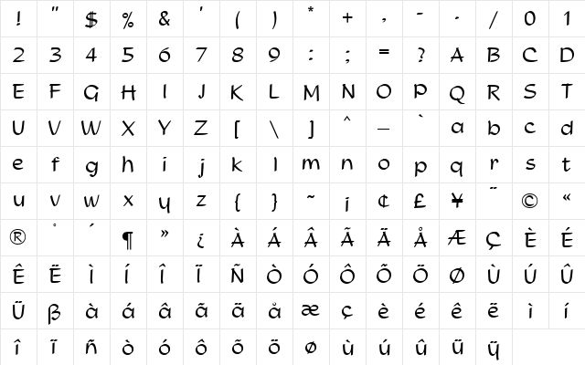 Studio MN Regular  glyph index