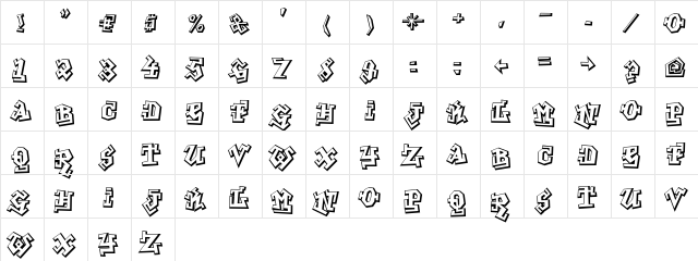 GraffitiTreat Regular  glyph index