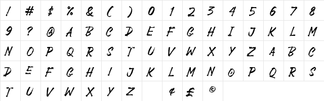 Black Jackal Regular  glyph index