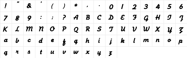 Loiter Oblique  glyph index
