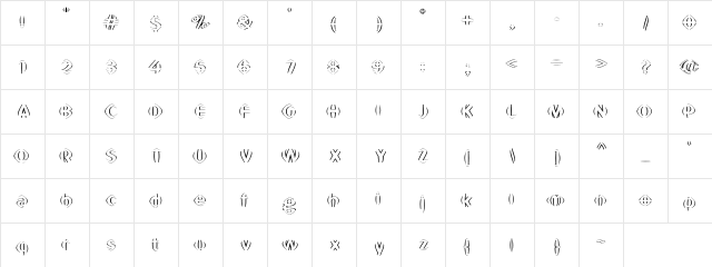 Heinous01 Regular  glyph index