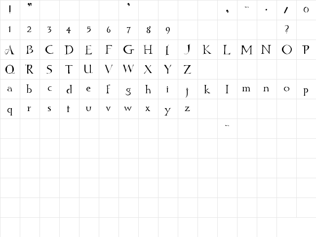 Hello Sark Regular  glyph index
