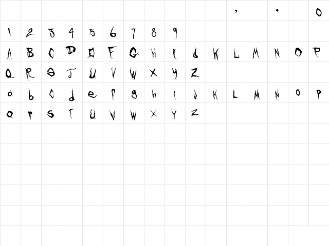 Frank Knows Regular  glyph index