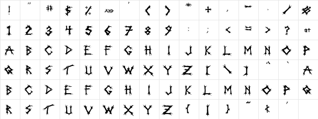 Incantation Regular  glyph index