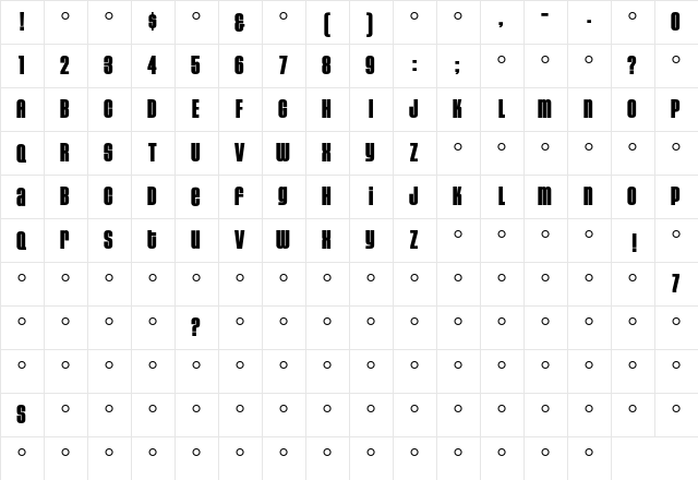 HouseGothic Black  glyph index