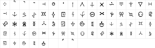 Futurama Alien Alphabet One Regular  glyph index
