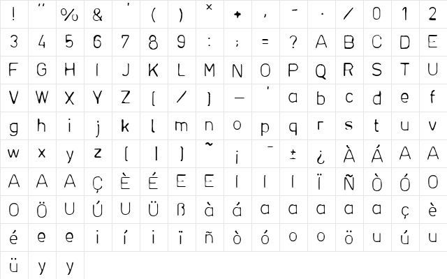 plantiya2 Regular  glyph index