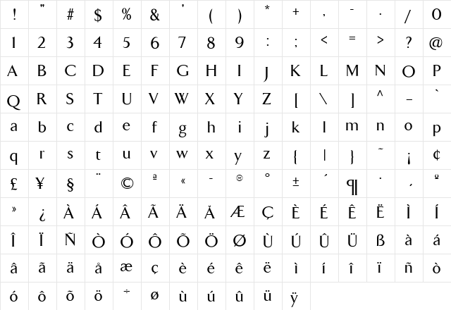 TFArrow Medium  glyph index