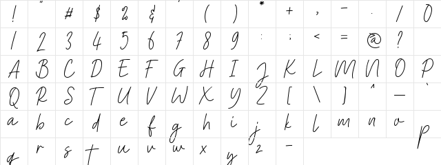 Heaternia Regular  glyph index