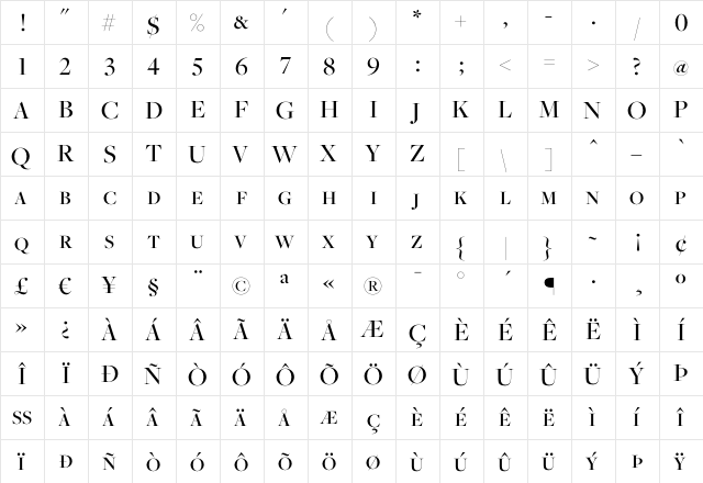Freight Big Medium SC  glyph index