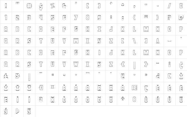 Iron Forge Outline Regular  glyph index