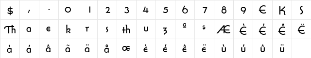 BernhardGothicSGA Regular  glyph index