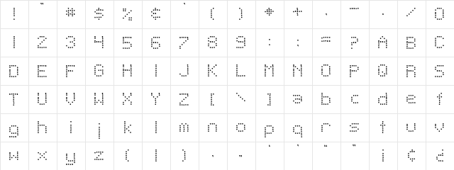 SF Telegraphic Light Bold  glyph index