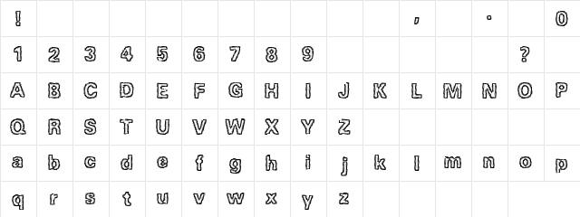 Snickers Regular  glyph index