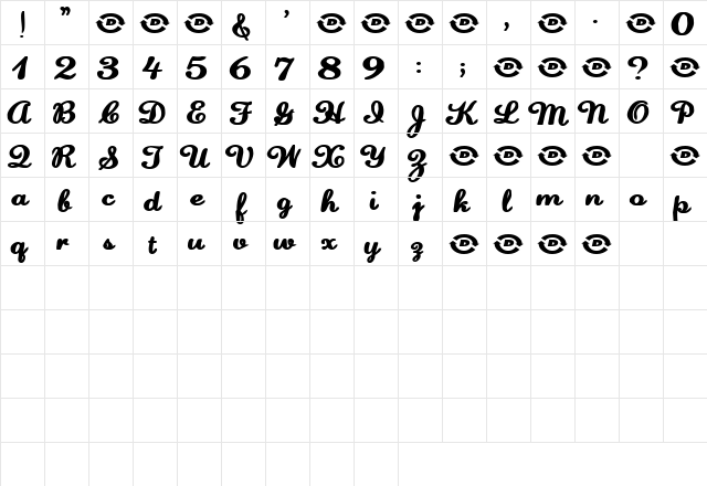 FayWray Regular  glyph index