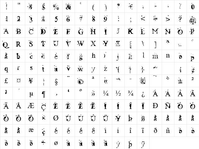 Radioactive Regular  glyph index