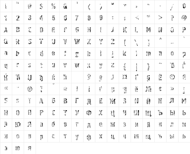 Graffiti3C Regular  glyph index