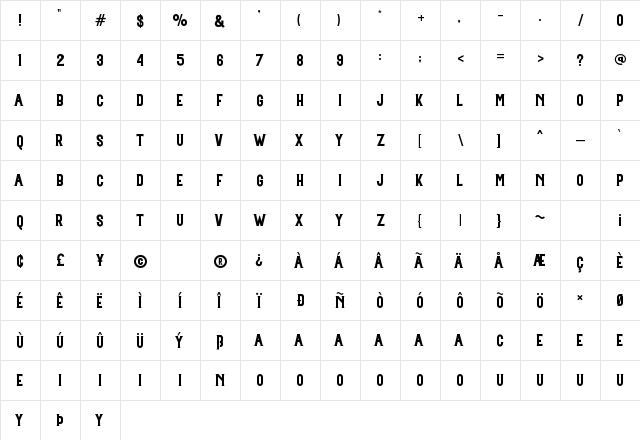Mosherif Regular  glyph index