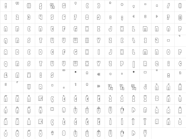 Shogunate Outline Outline  glyph index