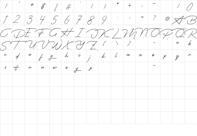 Presidente Regular  glyph index