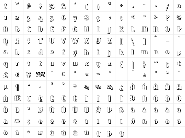 East Market Two NF Regular  glyph index