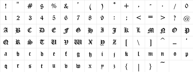 Mr Whales Regular  glyph index